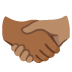 🫱🏾‍🫲🏽 handshake: medium-dark skin tone, medium skin tone display on Google